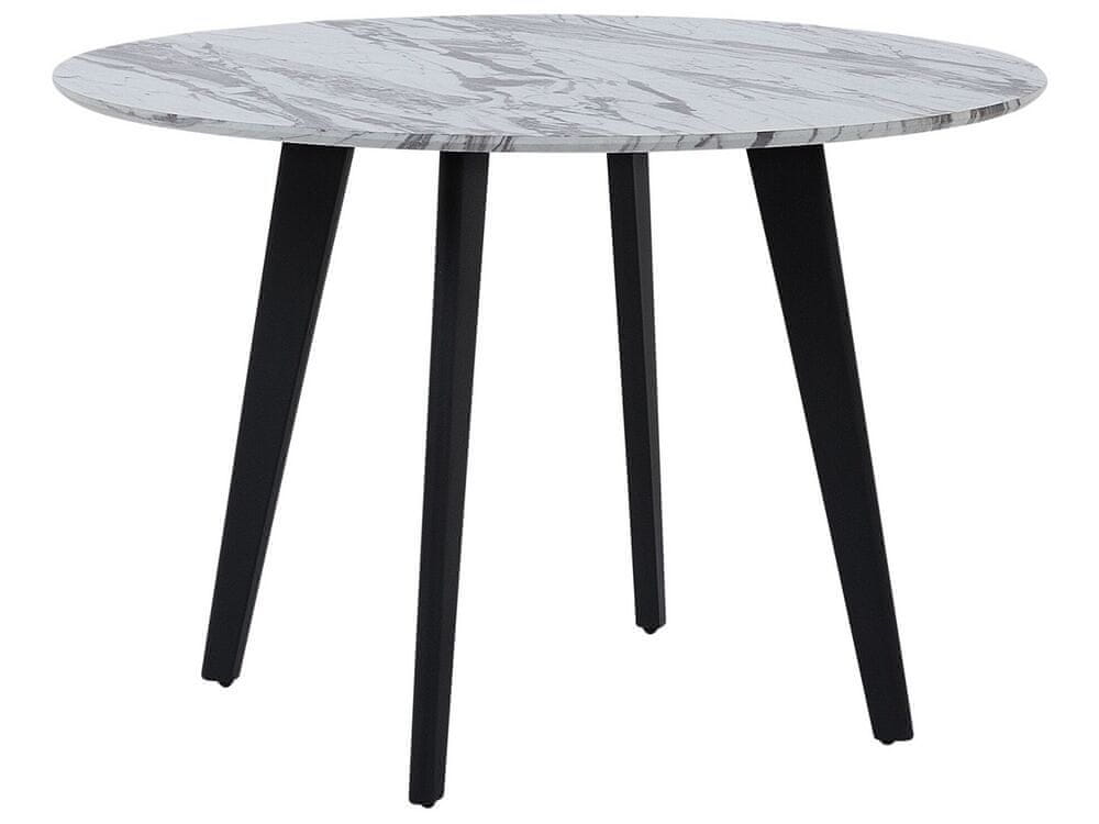 Beliani Okrúhly jedálenský stôl s mramorovým efektom 110 cm biela/sivá/čierna MOSBY